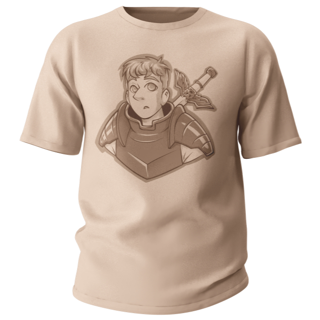Camiseta Laios e Grupo Dungeon Meshi Anime Camisa Creme Cinza Manga Preta