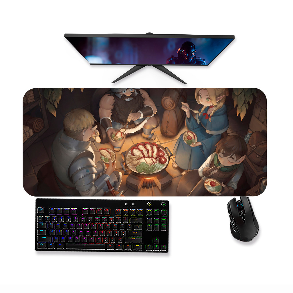 Mouse pad DUNGEON MESHI DELICIOUS IN DUNGEON MARCILLE LAIOS SENSHI 4 Mousepad Gamer Grande 90x40 80x40 60x40 70x30 45x40