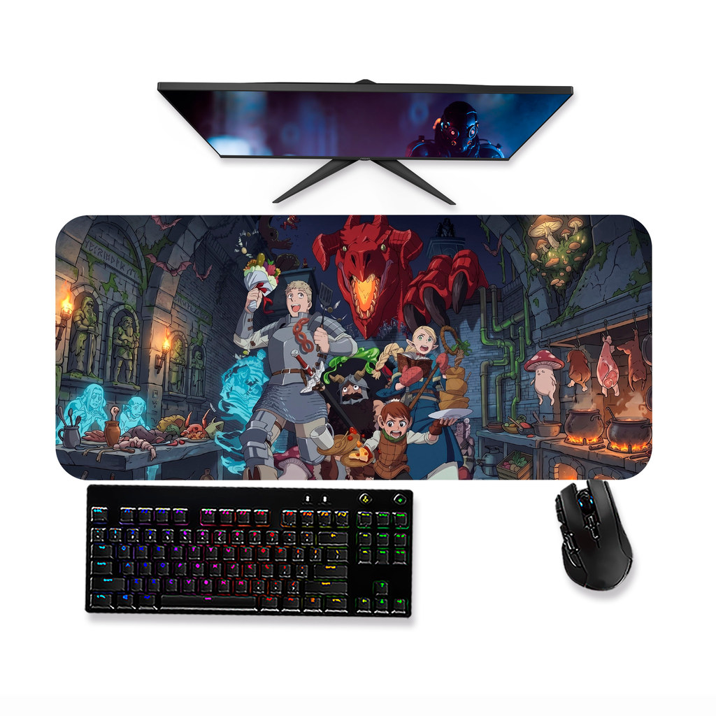 Mouse pad DUNGEON MESHI DELICIOUS IN DUNGEON MARCILLE LAIOS SENSHI 2 Mousepad Gamer Grande 90x40 80x40 60x40 70x30 45x40