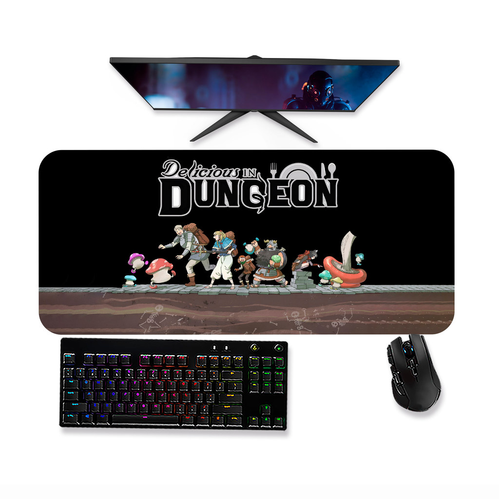 Mouse pad DUNGEON MESHI DELICIOUS IN DUNGEON MARCILLE LAIOS SENSHI 3 Mousepad Gamer Grande 90x40 80x40 60x40 70x30 45x40