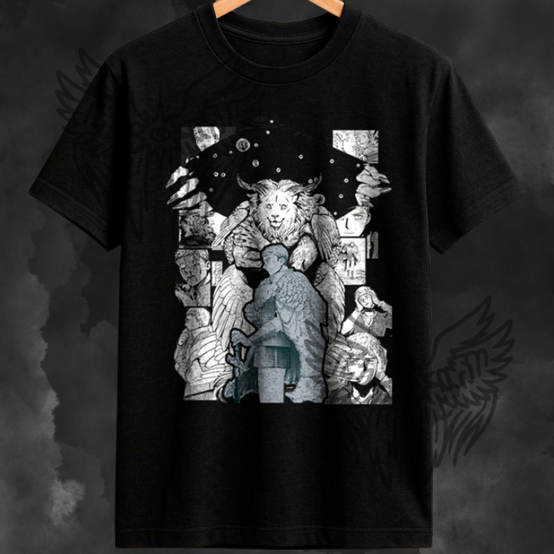 Camiseta Dungeon Meshi Laios Preta 100% Algodão Camisa Anime Geek Streetwear