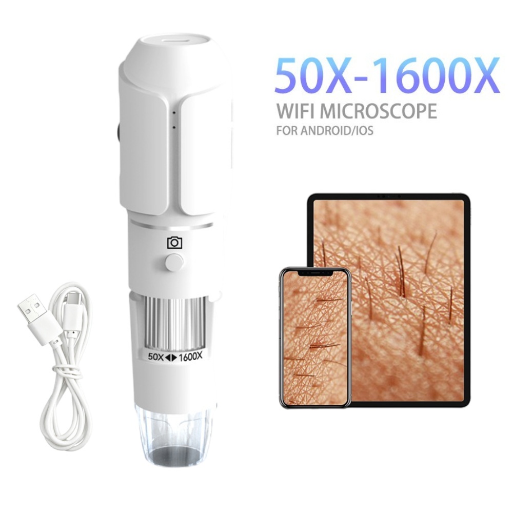 Microscópio Digital Sem Fio 1600X Para Rosto Câmera HD Cuidados Mini Portátil