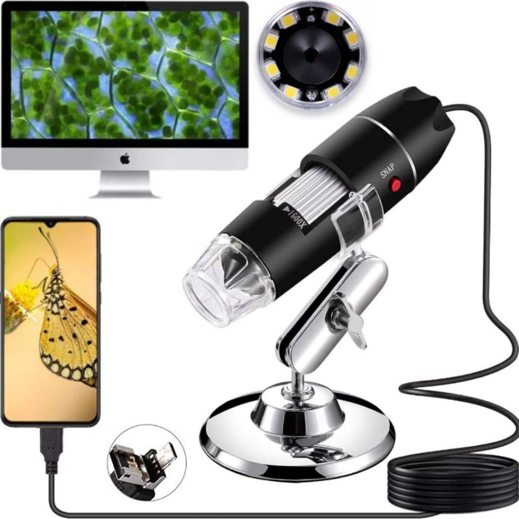 Microscópio Digital Usb Zoom 1600x Portátil Para Celular Notebook Computador