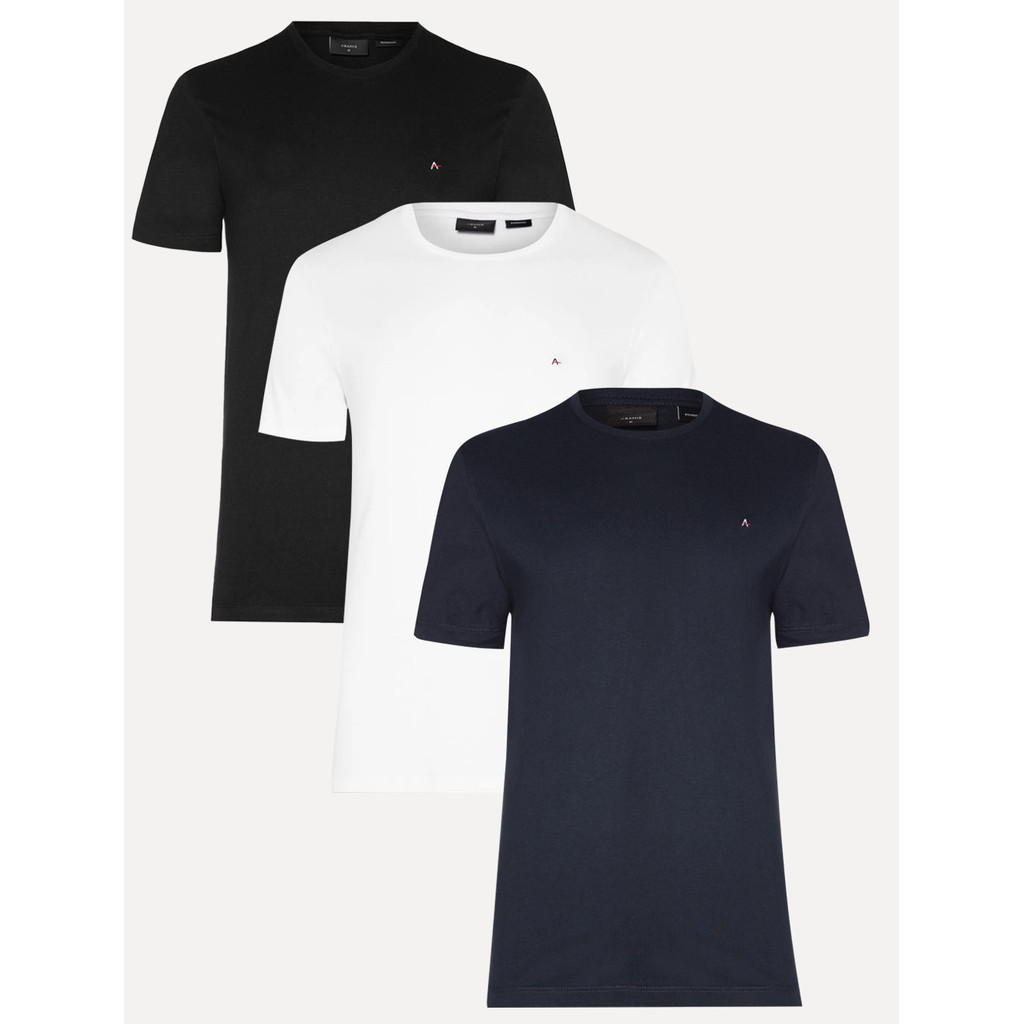 Kit Camisetas | Aramis Basic Lisa Preta/ Original Branca/Azul Marinho