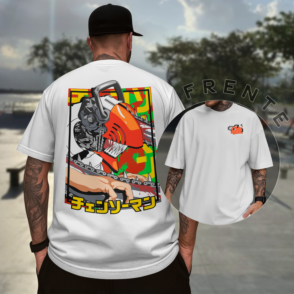 Camiseta Chainsaw Man Wiki FC peça essencial para fãs de anime com tecido de qualidade premium