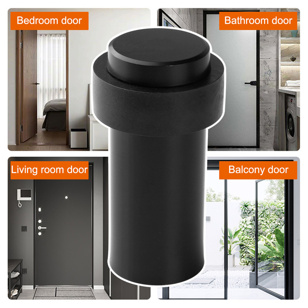 [wisdomt] Exquisite-2Pcs 60mm Montagem No Chão Porta De Parada Cilindro Batente De Piso Amortecedor De Borracha Moldura