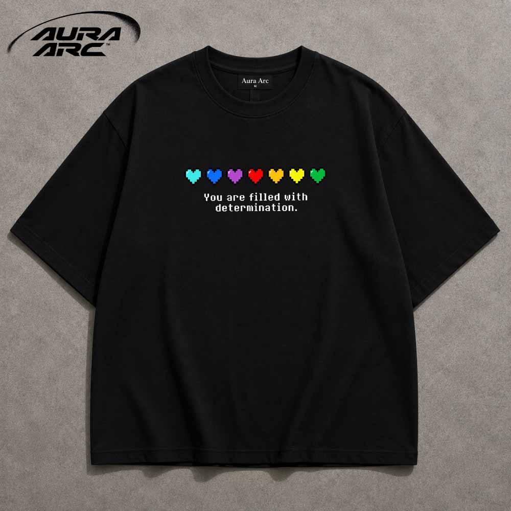 Camiseta Oversized Unissex Undertale Determination Gaming Pixel Art Streetwear Estampa Premium 100% Algodão