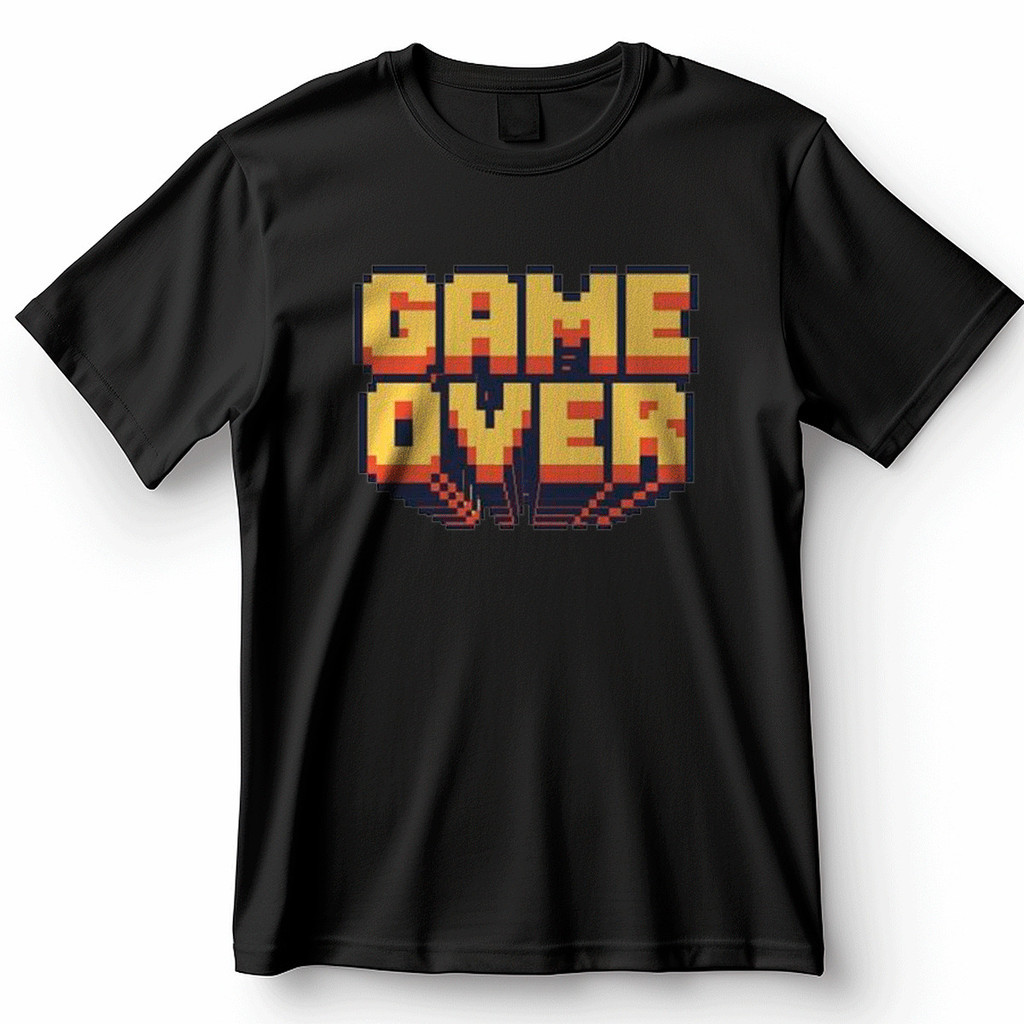 Camiseta Game Over Pixel Art Retro Gaming Anos 80 90 Jogos Clássicos VÁRIAS CORES Envio Imediato Mood.VestFranca
