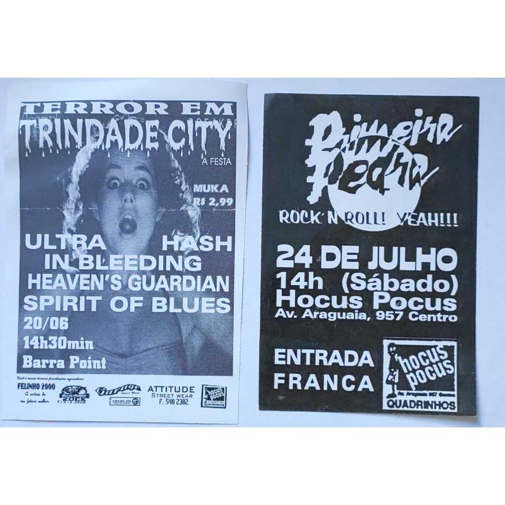 Lote 12 Flyers Goiânia Rock Rap Metal Cena Underground anos 1990/2000