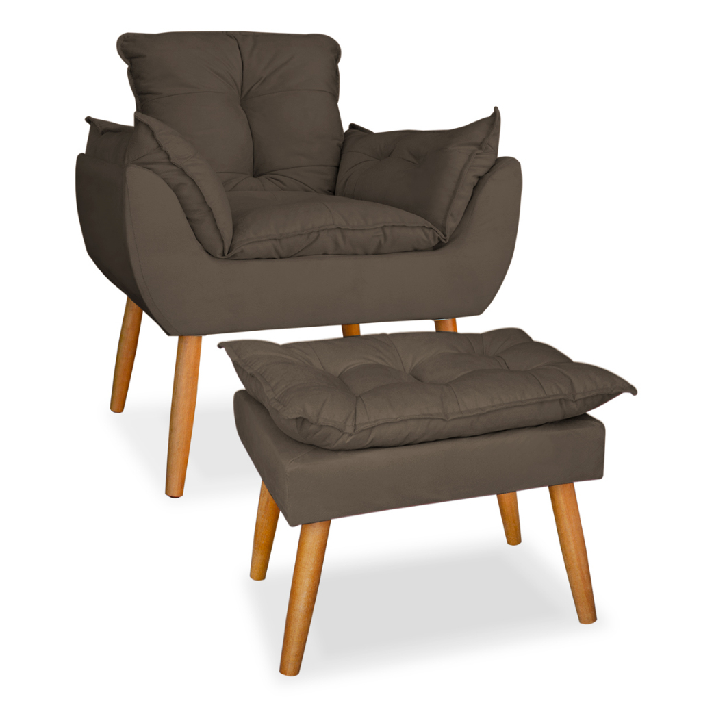 Kit poltrona opala suede capuccino poltrona mais puff de amamentação