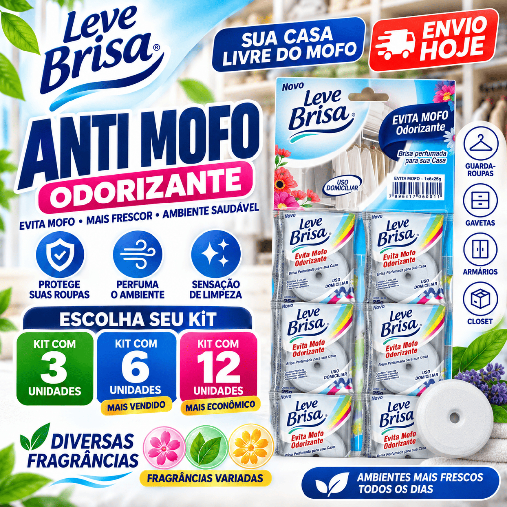 Kit 3, 6, 9 e 12 pastilhas Anti mofo 25g – Perfuma, Elimina Mau Cheiro e Protege Ambientes e Guarda-Roupas