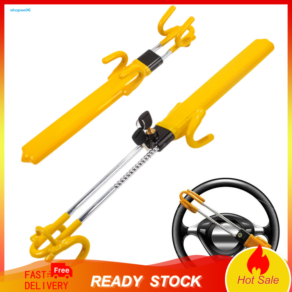 Car Steering Wheel Lock Twin Bar Heavy Duty Universal High Visibility Anti-theft Device for Security Adjustable Fit for