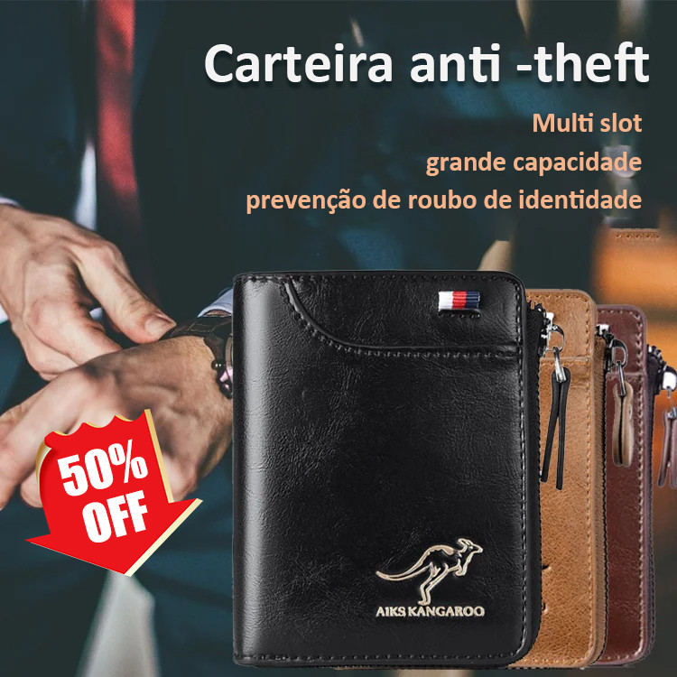 [Blindagem RFID] RFID Protected Anti-Theft Card Holder Wallet for Men Carteira/Negócios/Anti-Roubo