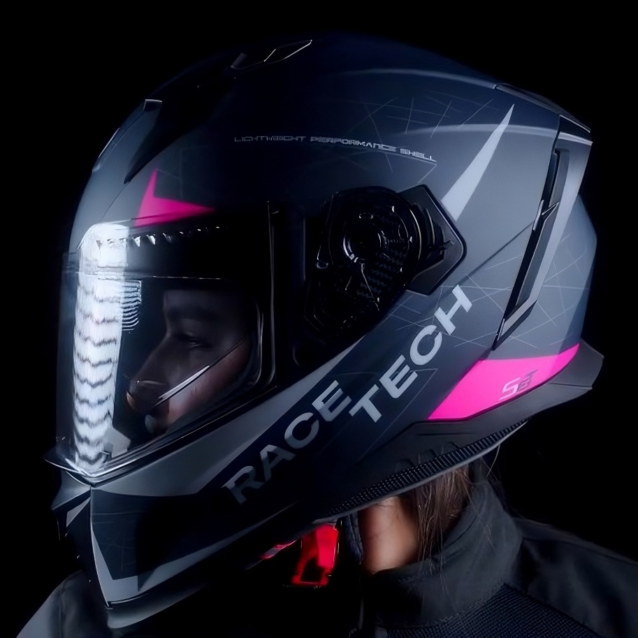 CAPACETE RACE TECH VOLT SET PRETO FOSCO ROSA PINK FEMININO STREET NOVO ORIGINAL + VISEIRA SOLAR