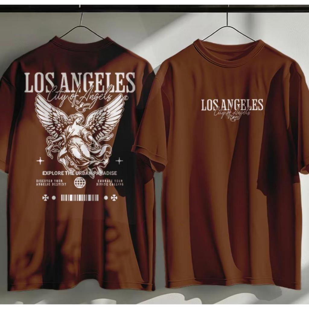 Camiseta Masculina no Estilo Urbano Streetwear City Of Los Ang 100% Algodão Premium do P ao GG
