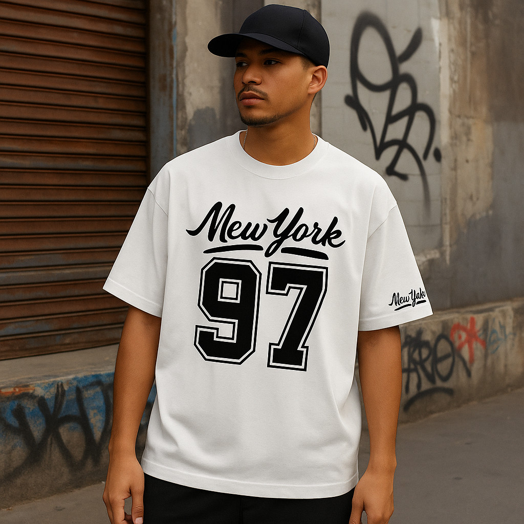 Blusa Oversized Masculina Camiseta Larga Unissex New City York 97 Moda Gringa Estilosa Algodão Verão