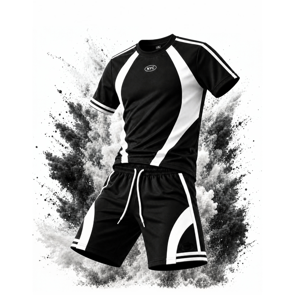 Conjunto Infantil New york City Bordado Emborrachado Camiseta Bermuda Juvenil
