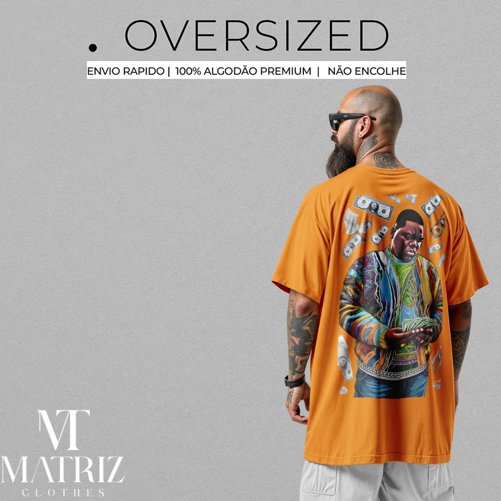 Camiseta Oversized Masculina Streetwear Notorius Big 100% Algodão Premium