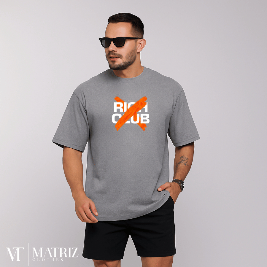 Camiseta Oversized Masculina Streetwear Righ Club Big 100% Algodão Premium