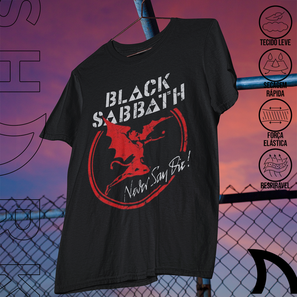 Camiseta Basica e OVERSIZED Black Sabbath Never Say Die Album Banda Rock Vintage Unissex