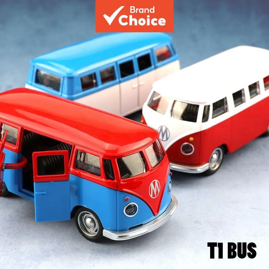 1:38 Escala Ônibus Vintage T1 Miniatura de Liga de Die-cast | Réplica Clássica Realista de Carro | Ornamento de