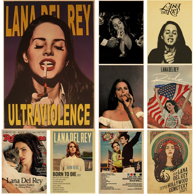 Cantor Lana Del Rey Pôsteres Vintage Nascidos Para Die Retro Kraft De Papel A Sala De Bricolage Bar Decoração Presente Impressão Arte Pinturas De Parede