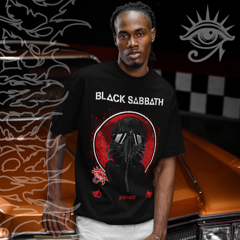 Camiseta Basica e OVERSIZED Black Sabbath Never Say Die Caps Tour Vintage Unissex - Darknezz