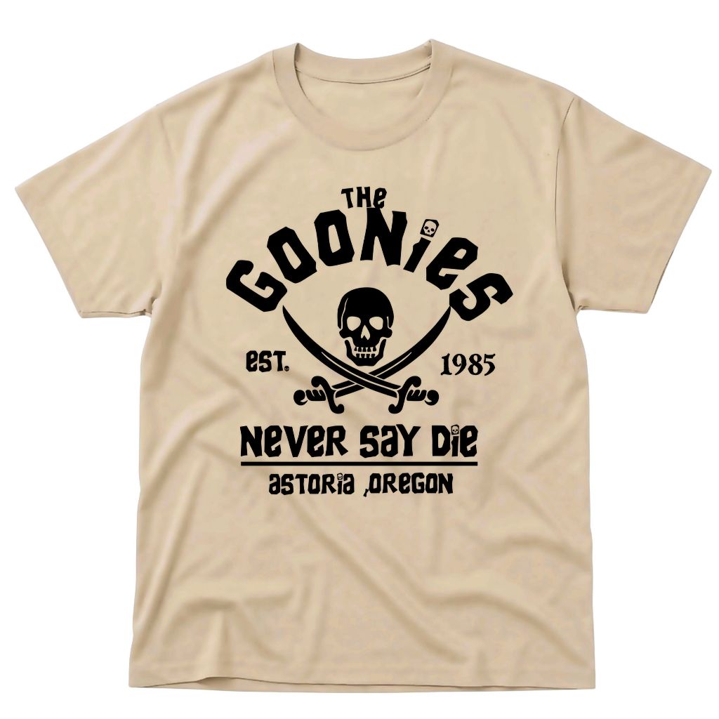 Camiseta Vintage Poliéster Os Goonies Filme Clássico Anos 80 Never Say Die B301 Unissex