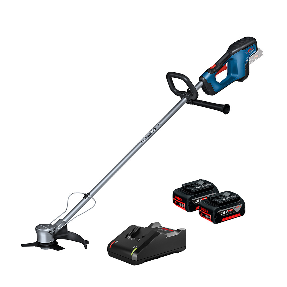 Kit Roçadeira Lateral Brushless GFR 18V-23 com 2 Baterias GBA 18V 4Ah e Carregador Bivolt GAL 18V-40
