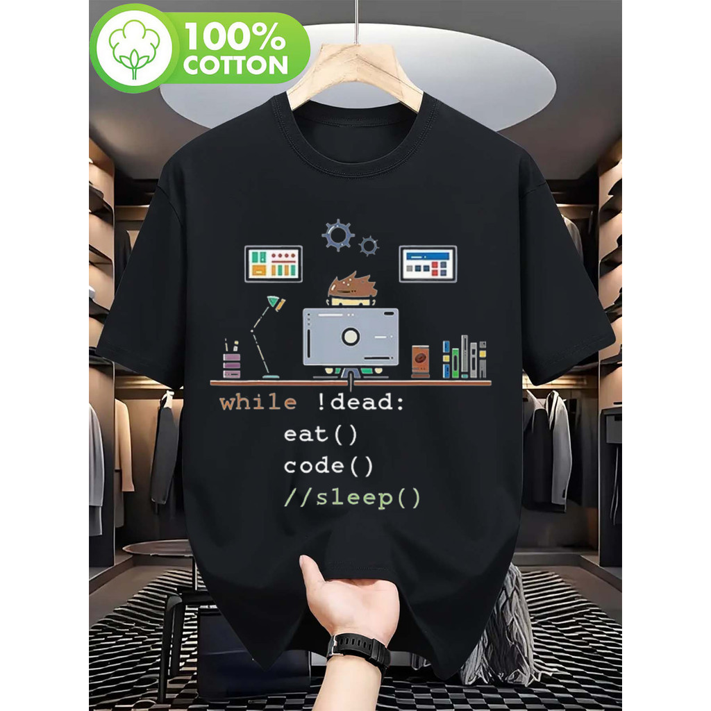 Camiseta T-shirt 100% Algodão Camiseta Unissex Python Programmer Consume Code Rest Repeat Graphic Tech Geek Confortável