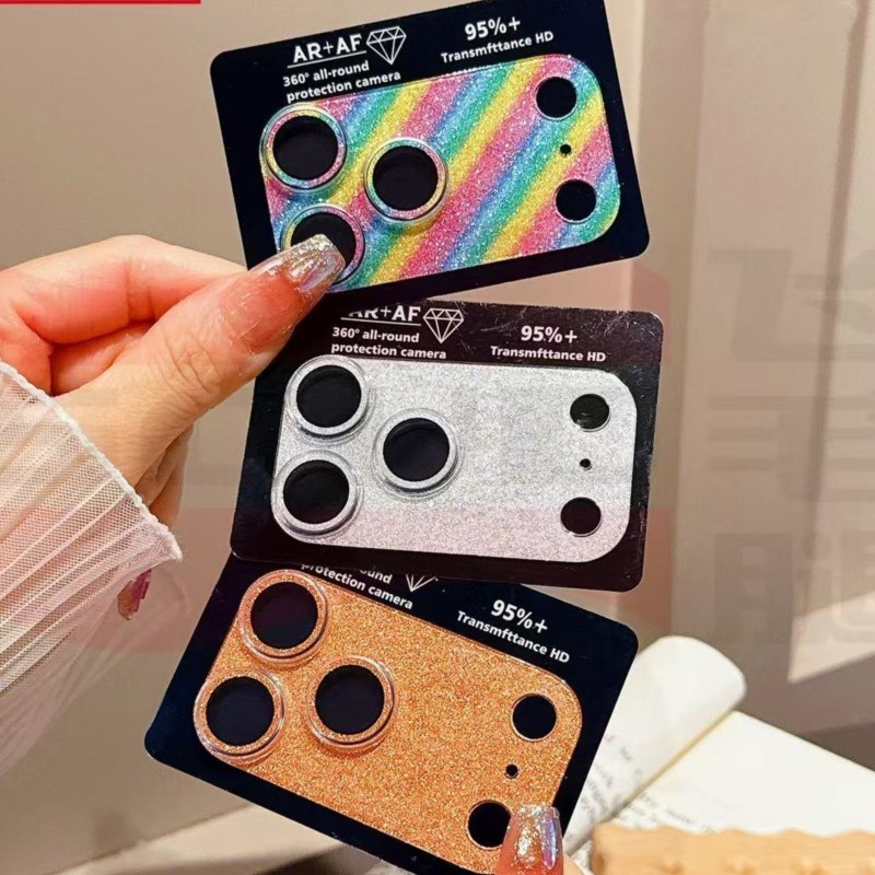 Pelicula de Camera Para IPhone 17 Pro 17 Pro Max Com Brilho Laranja Rosa Preta Prata Protetor Case