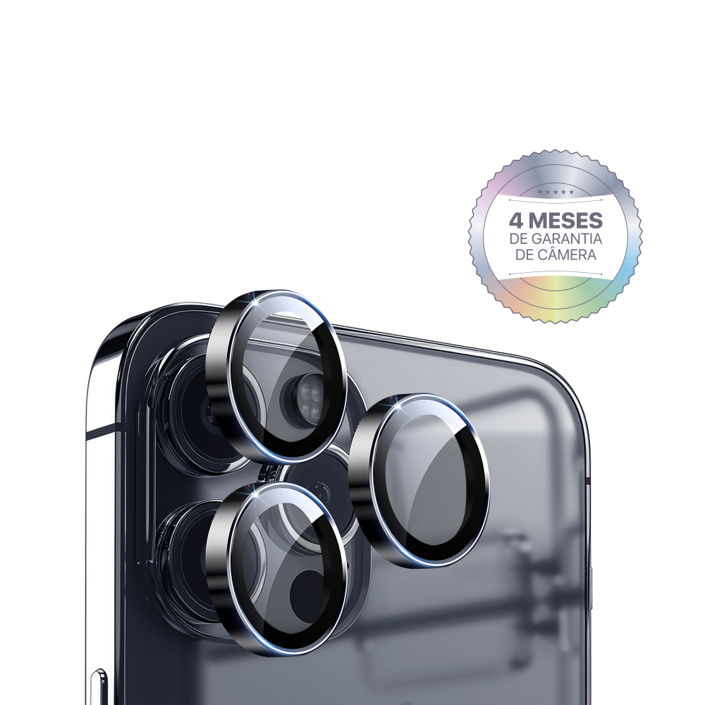 Protetor de Lente iPhone 16 Sapphire Lens– BSX com Aro Metálico + Garantia de Câmera (4 Meses)