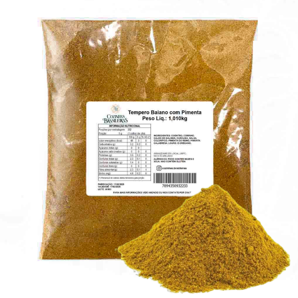 Cozinhas Brasileiras tempero baiano com pimenta carnes legumes frango 200g, 500g, 1,010Kg