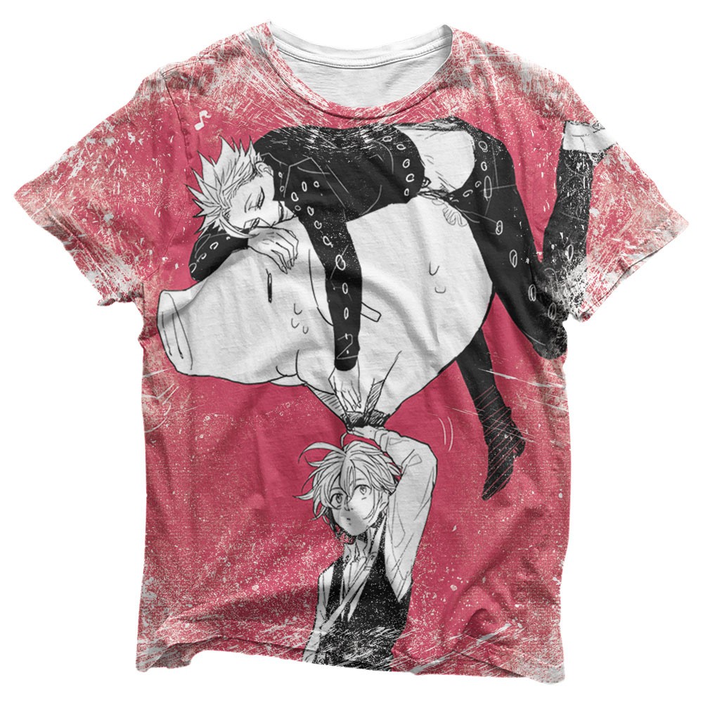 Camisa Ban & Hawk Vs Meliodas - Camisas Nanatsu no Taizai Estampa Total