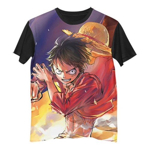 Pt Camisa Camiseta Anime One Piece Luffy Red Hawk G1354