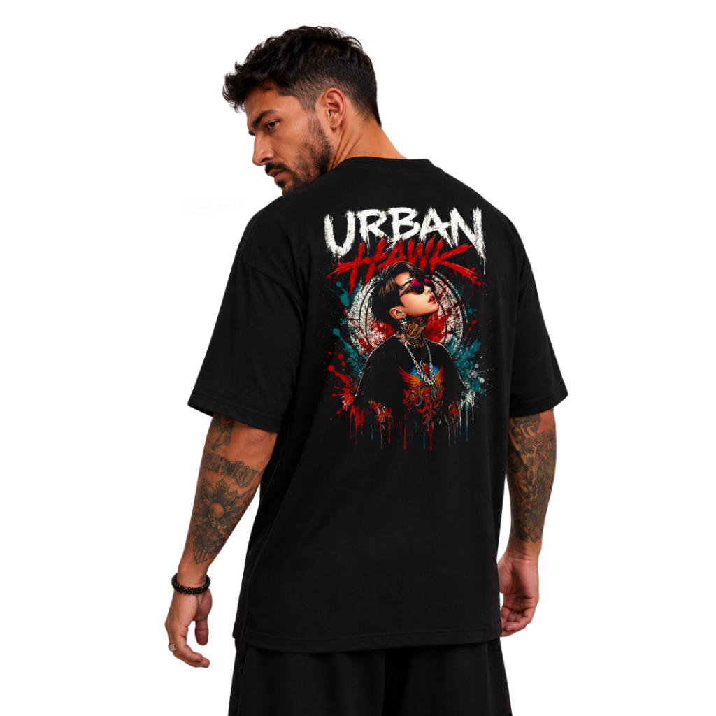 Camiseta Oversized Suedine Algodão Premium Gramatura 240g Tatoo Urban Hawk