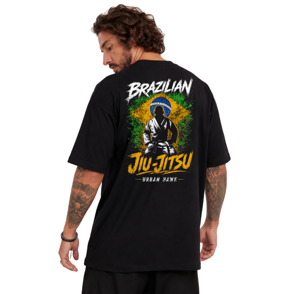 Camiseta Oversized Suedine Algodão Premium Gramatura 240g Bjj Urban Hawk