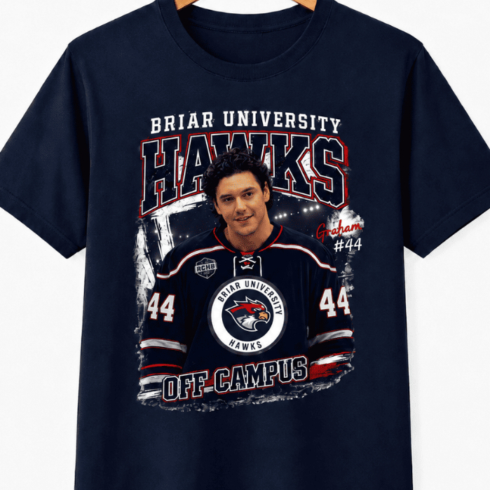 Camiseta Off Campus Briar University Hawks Graham Logan Tucker Di Laurentis Romance Esportivo