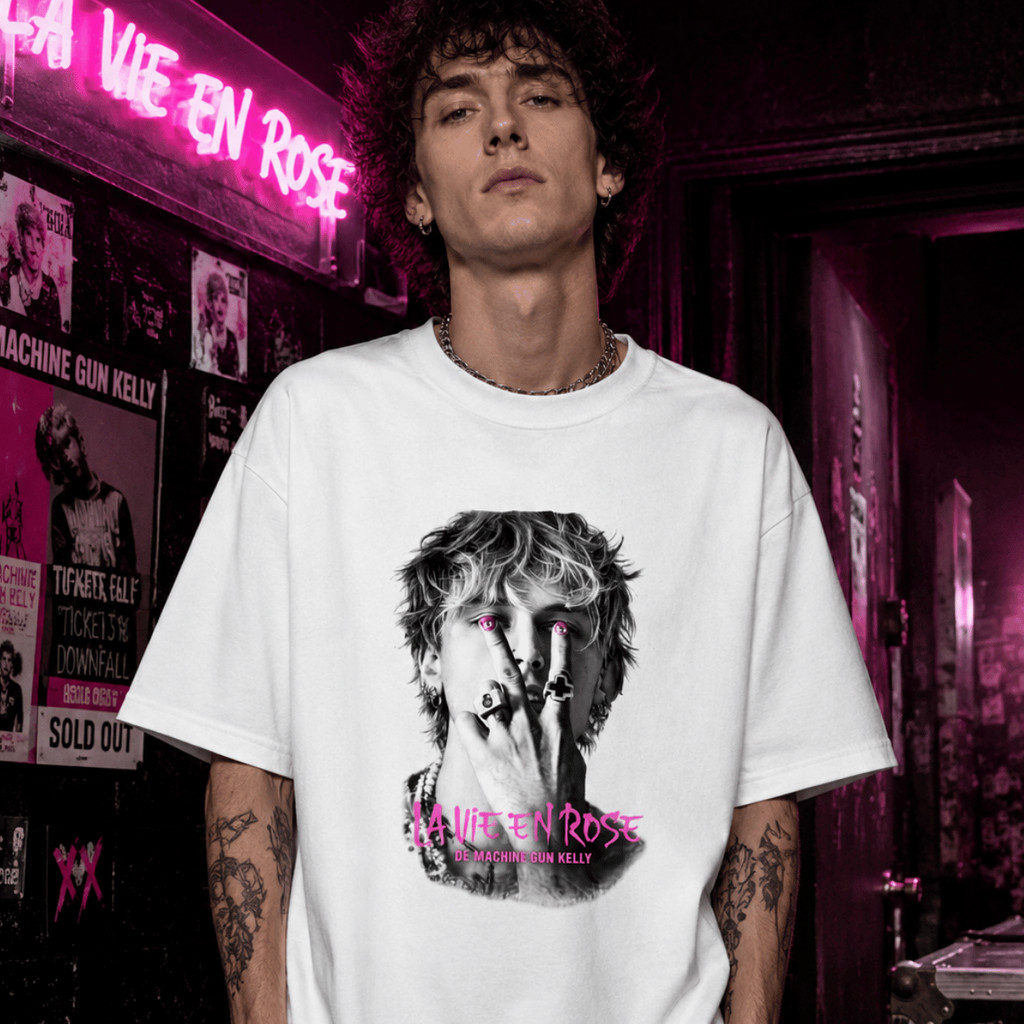 Camiseta Machine Gun Kelly La Vie En Rose Retrato Artístico Música Rock Punk Aesthetic Alternativo Grunge 100% Algodão