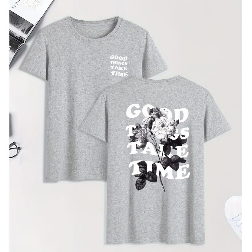 Camiseta Estilo Tumblr  Good Things Take Time Moderna e Confortável Minimalista Urbano