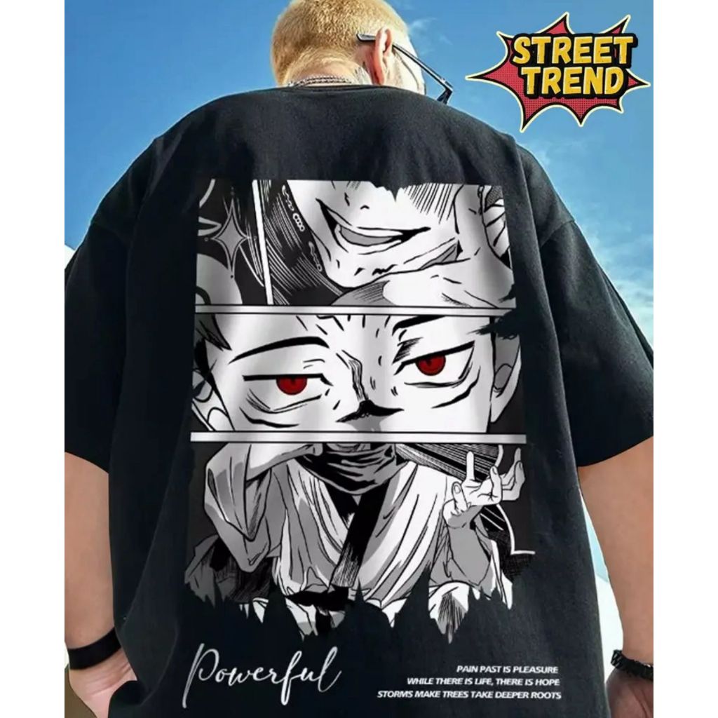 Camiseta Blusa Estampada Masculina Anime Japão Estiloso Top Oversized Camisa 100% Algodão