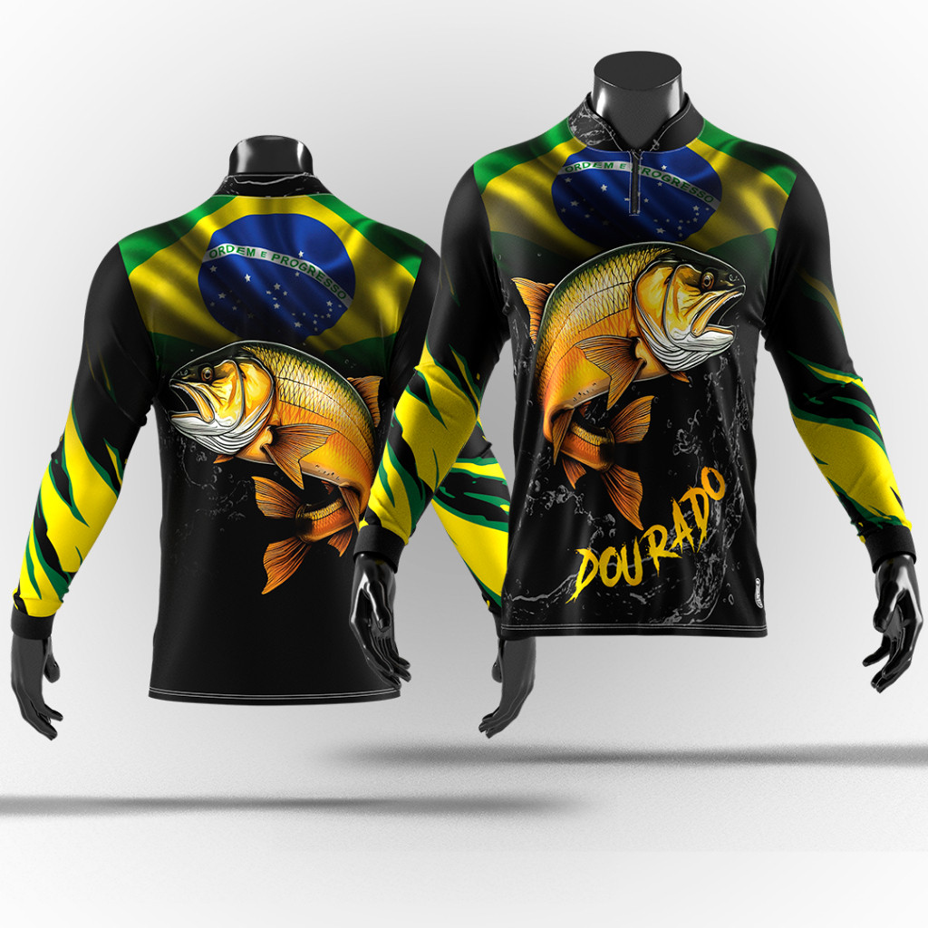Camiseta Manga longa de Pesca Personalizada Uv50 Pescador Solar de Pesca com zipper