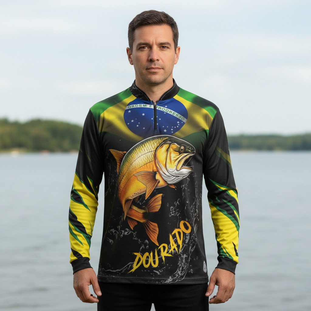 Camiseta Camisa Manga longa de Pesca Personalizada Uv50 Pescador Do Sol de Pesca com zipper