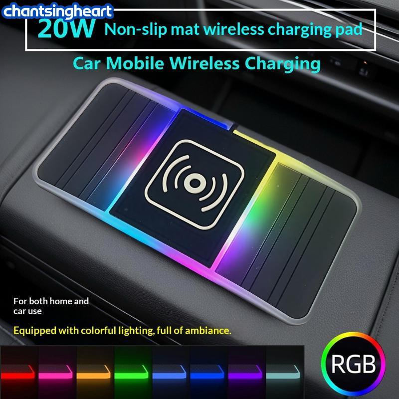 CHANT Car Fast Wireless Charger Mat 20W Power Antiderrapante Almofada De Carregamento Painel E Acessório De Console