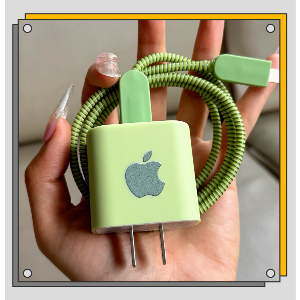 Capa Protetora Para Carregador Matcha Verde iPhone 18W/20W , Cabo De Carregamento À Prova De Quebra , Enrolador De