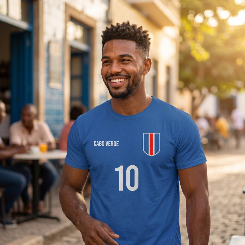 Camiseta Cabo Verde Futebol Camisa País Copa Vozinha Algodão Blusa Time