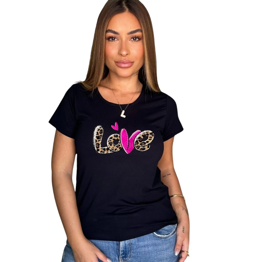 Blusinha estampada feminina love animal print