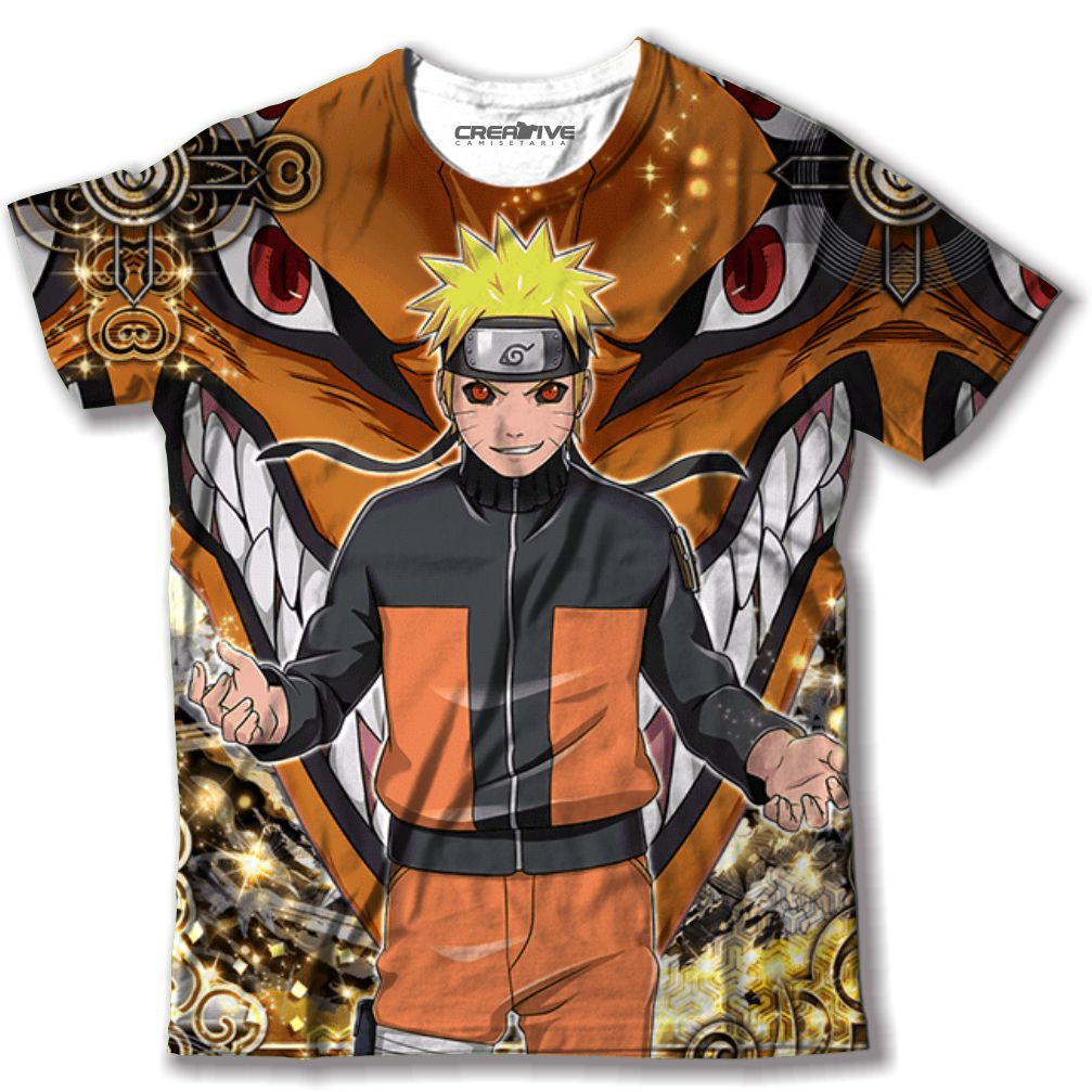 Camisa Camiseta Anime Naruto Shippuden Adulto e Infantil Estampa Full Print Na Frente
