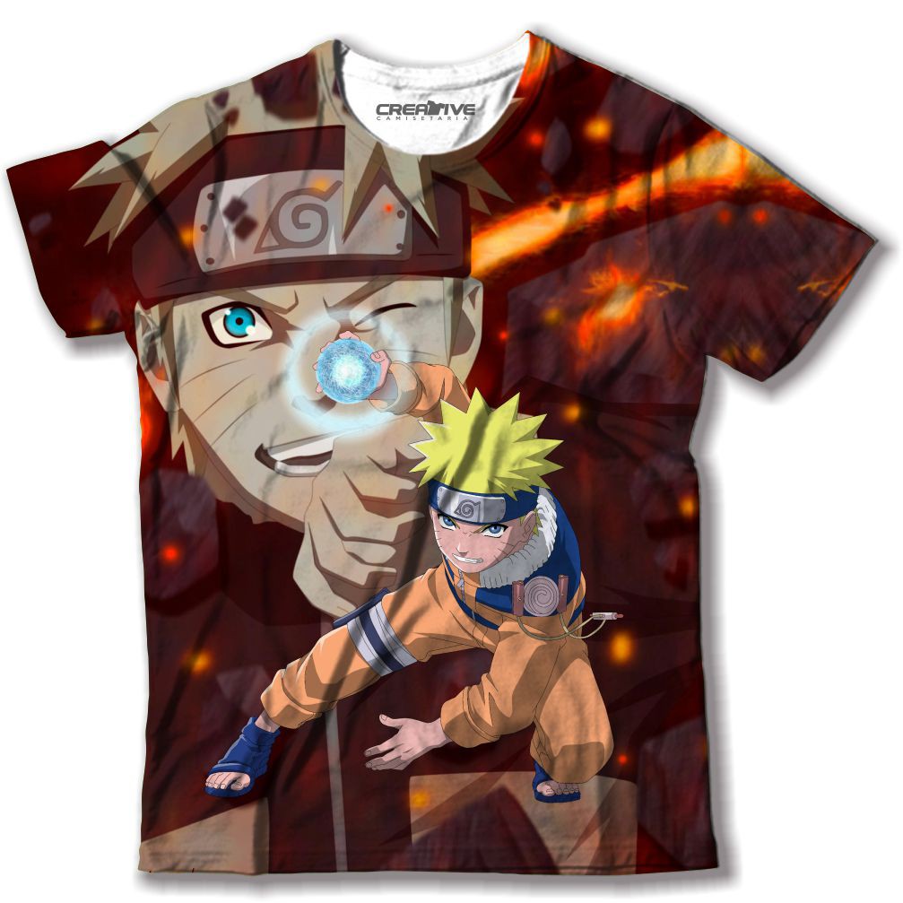 Camisa Camiseta Anime Naruto Shippuden Adulto e Infantil Estampa Full Print Na Frente