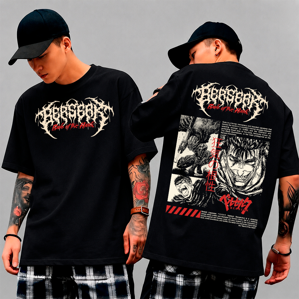 Camisa Camiseta basica Anime berserk band of the hawk manga em algodao unissex